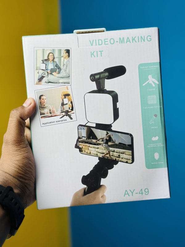 AY-49 Video Vlogger Kits With Microphone & LED Fill Light Mini Tripod - Image 2