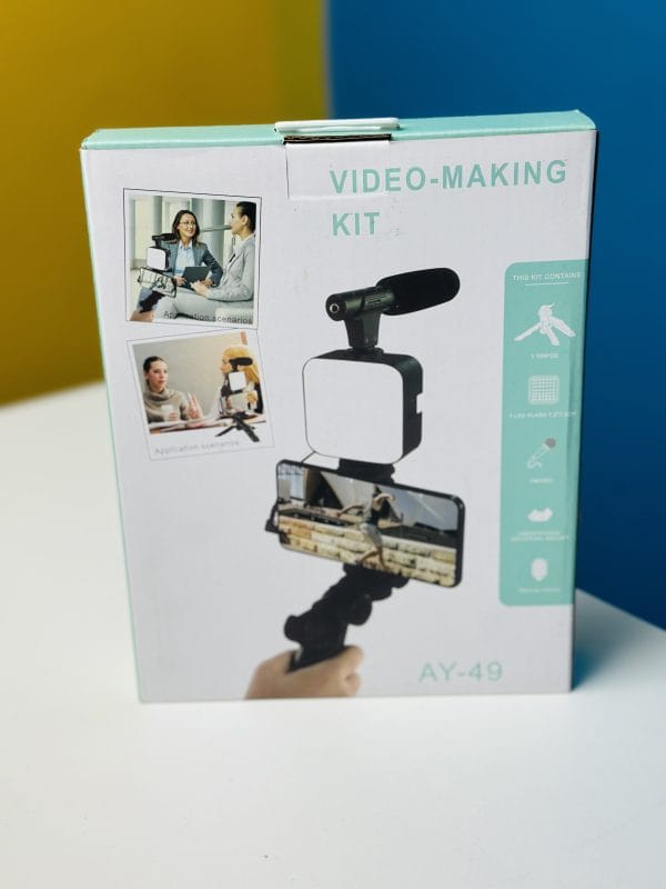 AY-49 Video Vlogger Kits With Microphone & LED Fill Light Mini Tripod - Image 3