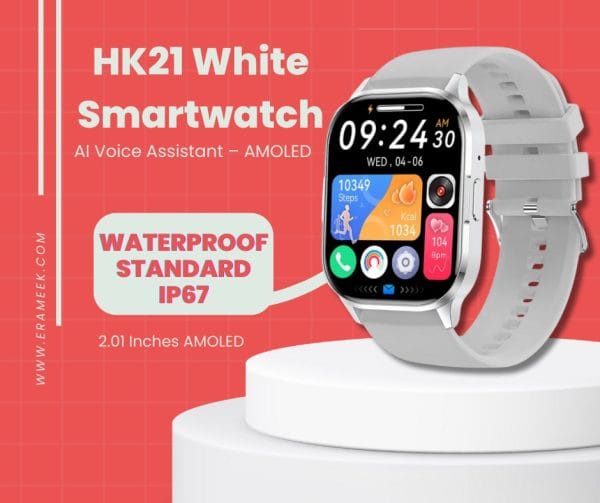 HK21 AMOLED Smartwatch AI Voice Assistant – White Color