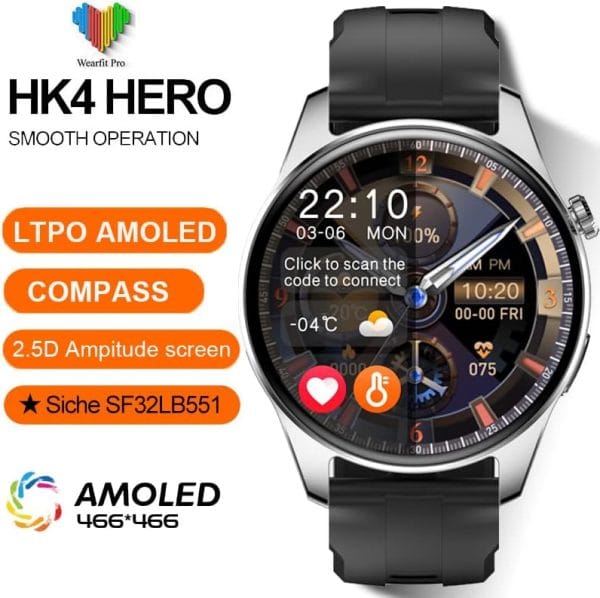 HK4Hero Amoled Smartwatch (ChatGPT Supported) – Black Color - Image 2