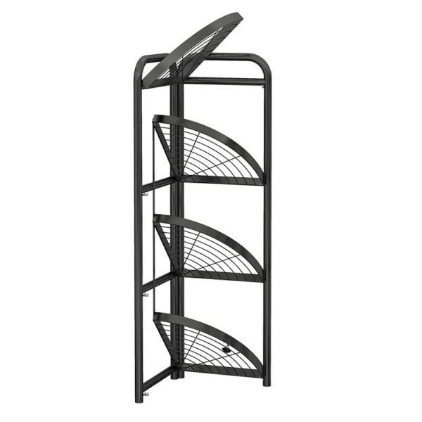 Black Carbon Steel 4-Tier Foldable Corner Shelf