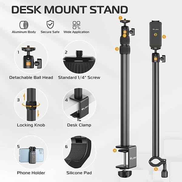 New! Overhead Desk Mount Stand for DSLR, DSLR & Ring Lights (Ulanzi VIJIM-LS02) - Image 2