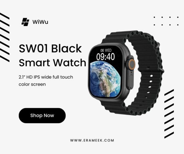 WiWu SW01 Ultra Bluetooth Calling Smart Watch- Black