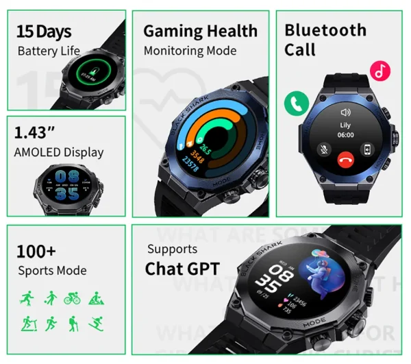 Black Shark S1 Pro Smart Watch – Black Color - Image 2