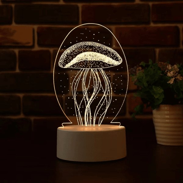 GearUP Acrylic Multicolor Night Lamp Black (Jelly Fish)