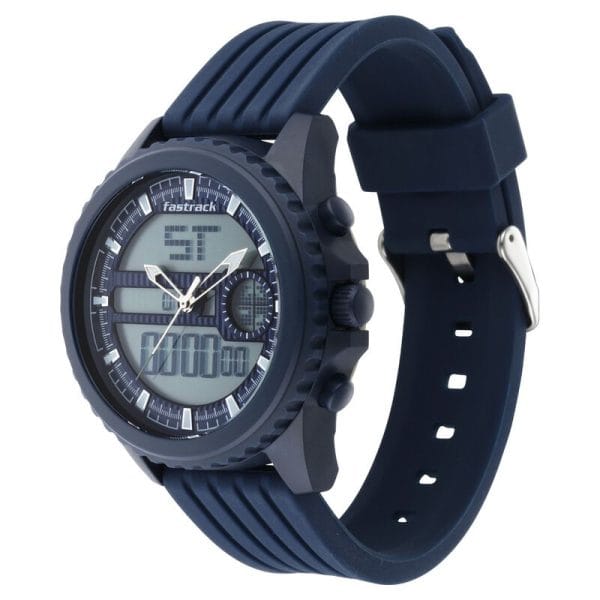 Fastrack NR38064PP03 Streetwear Quartz Analog Digital Blue Dial PU Strap Watch - Image 2