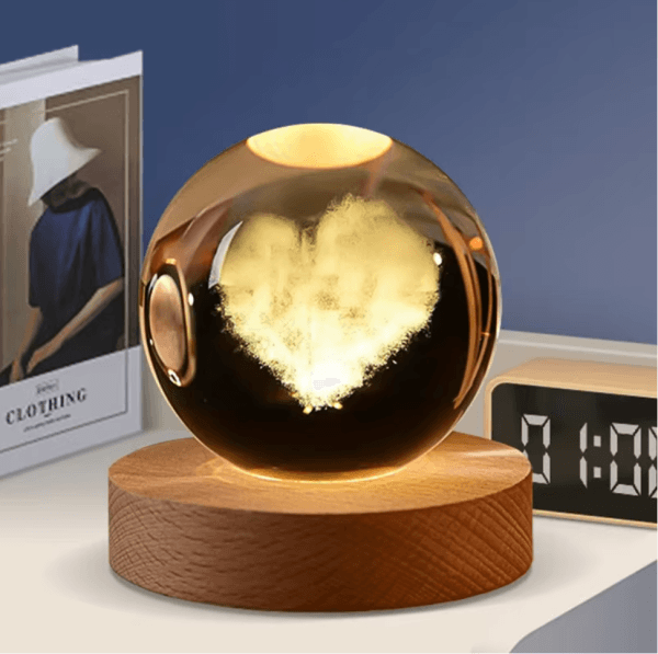 3D Color Changing LED Crystal Ball – Cloud Love Shape