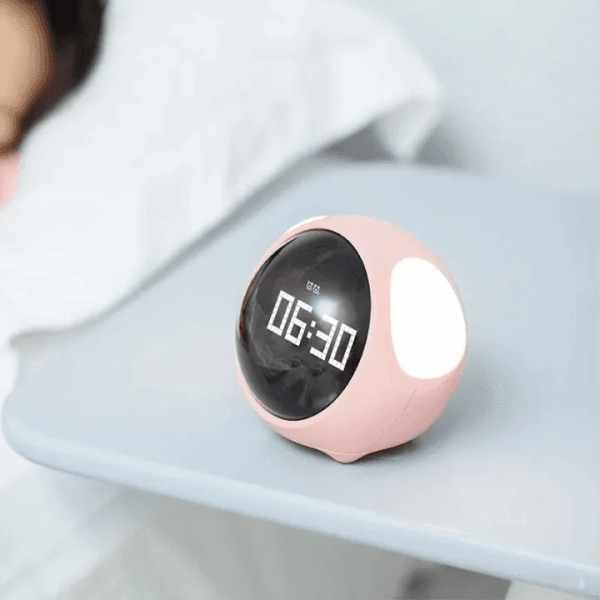 Cute Expression Multi Function LED Pixel Alarm Clock – Pink - Image 2