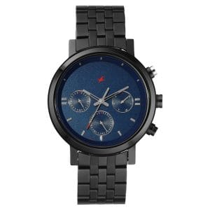 Fastrack 3287KM03 Tick Tock Quartz Analog Blue dial Metal Strap Watch