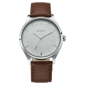 Titan Men’s Classic Watch Gradient Dial & Sleek Markings with Leather Strap (NS1802SL13)