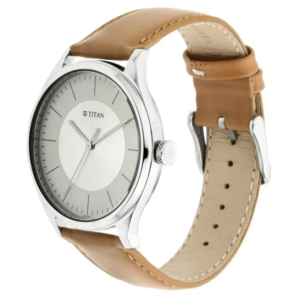 Titan Men’s Urban Edge Lustrous White Dial Leather Watch – NP1802SL07 - Image 2