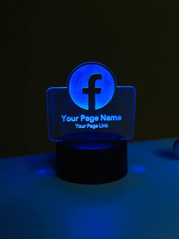 Customizable Facebook Logo Design Acrylic Multicolor Night Lamp – Black