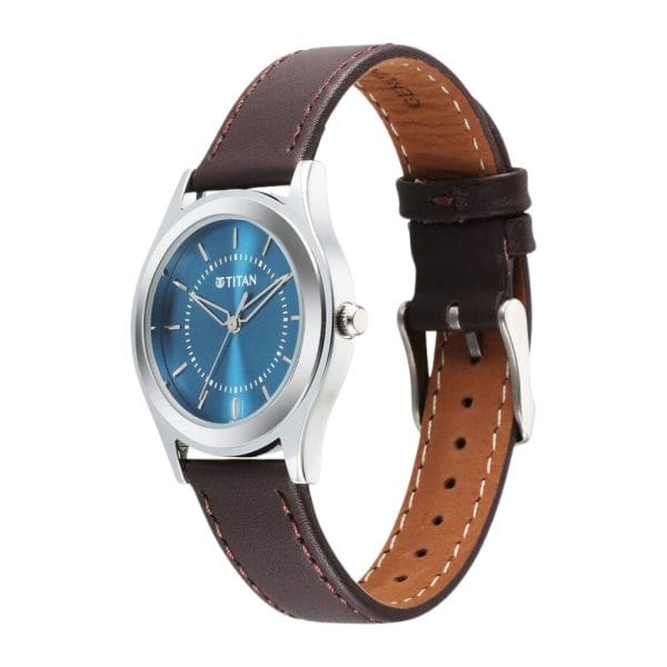 Titan Karishma Zing Quartz 1648SL01 Analog Blue Dial Leather Strap Watch for Men - Image 3