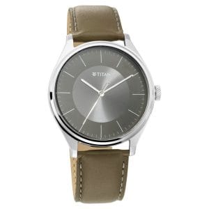 Titan Urban Edge Lustrous Olive Dial Leather Watch (NP1802SL08) Erameek